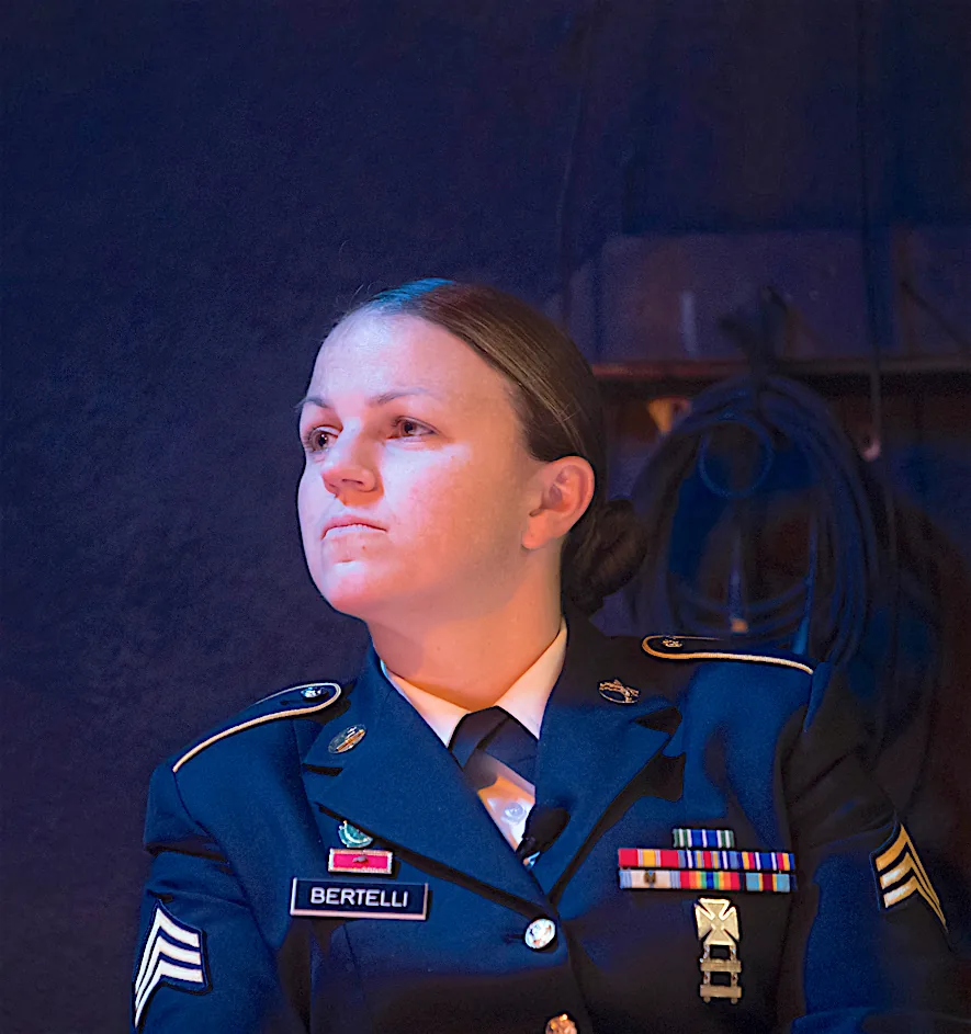Service member speaking at Women in Military Service